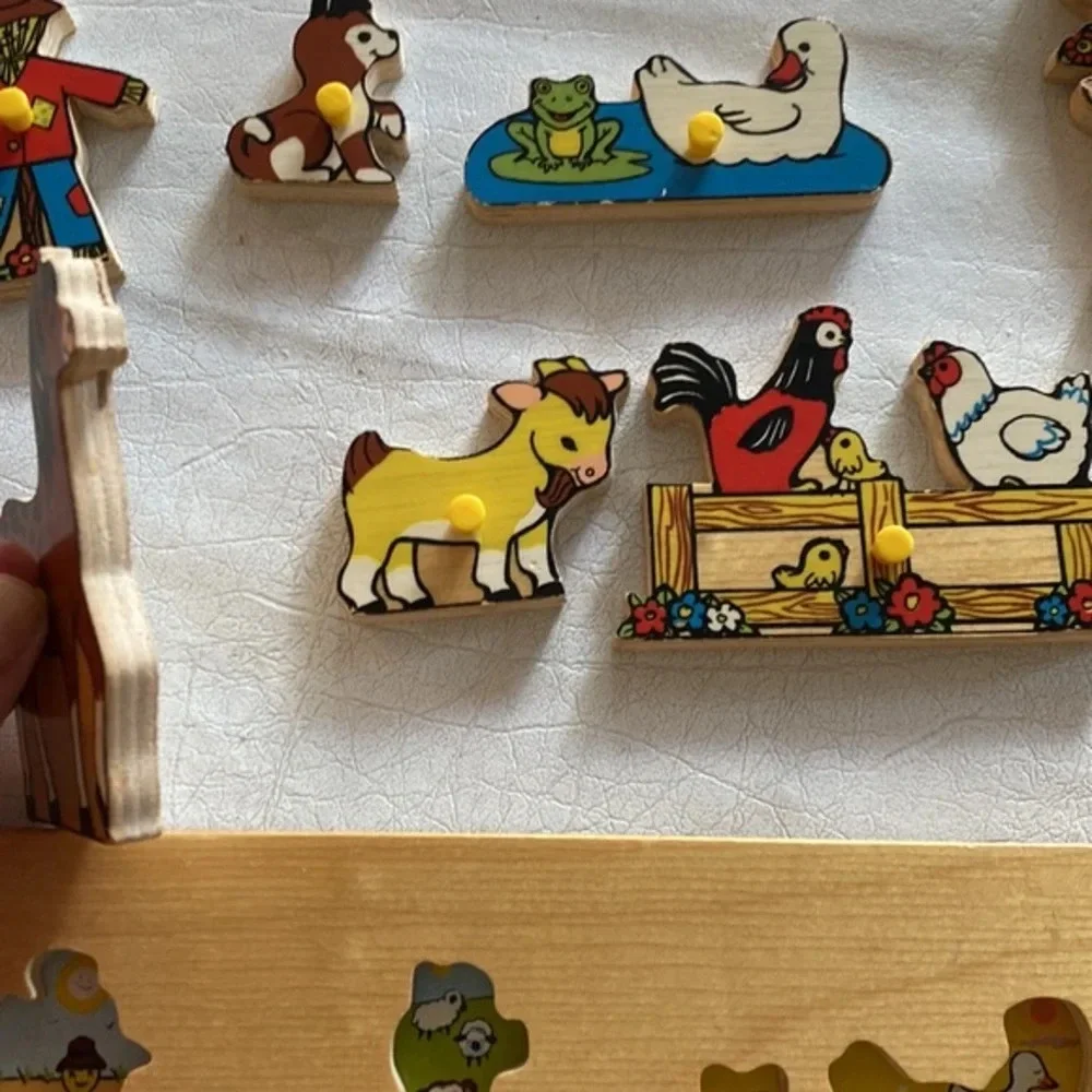 Vintage 1972 Fisher-Price Farm Animals‎ Wood Puzzle